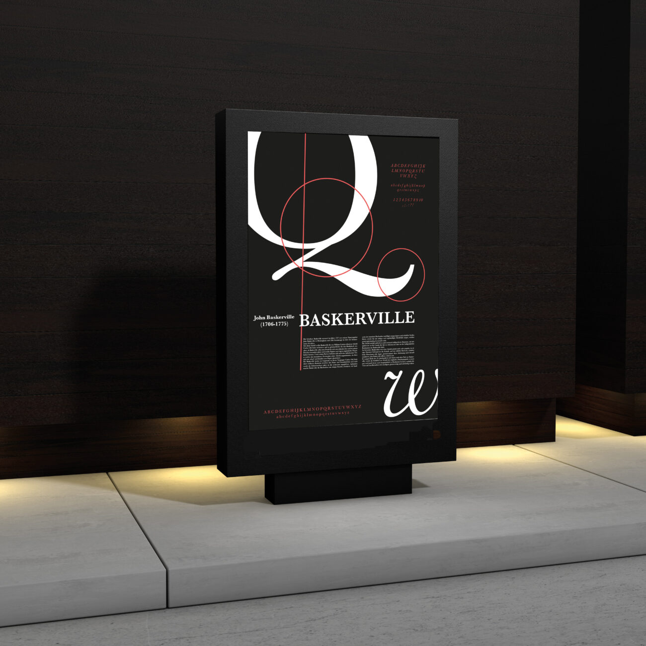 Mock up welches das Typo-Plakat zur Baskerville darstellt.